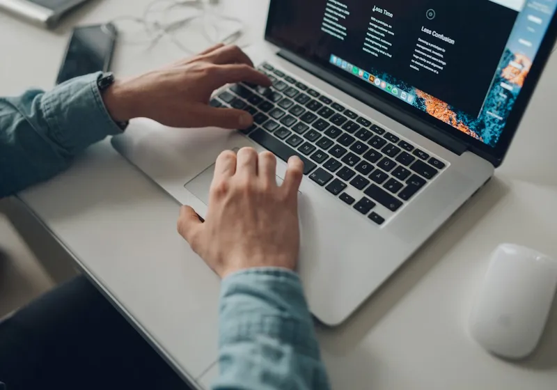 Person working on a laptop