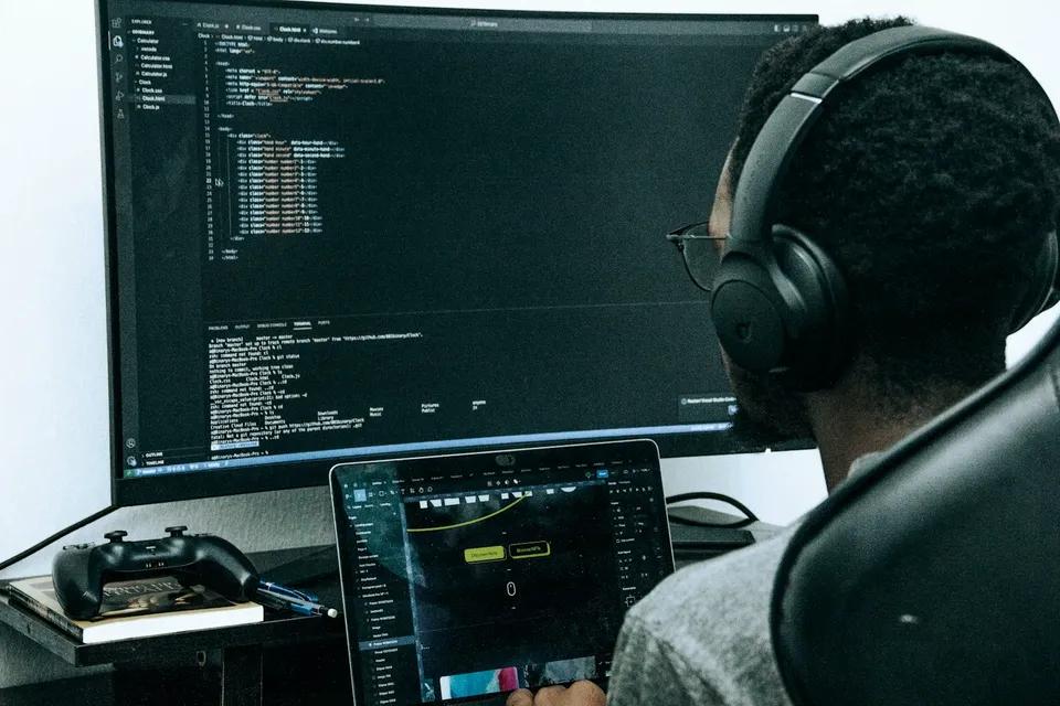 Workspace with a laptop showing a web application